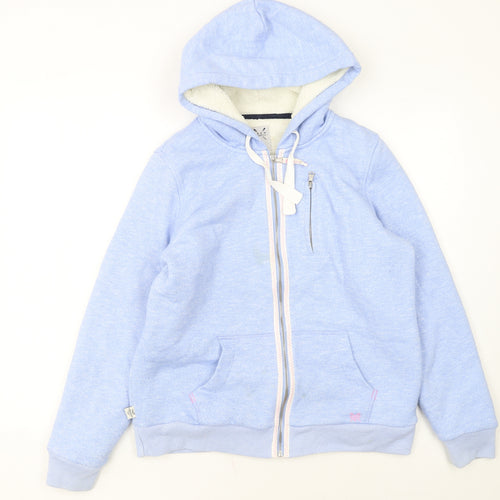 Crew Clothing Co Women Blue Full Zip Hoodie Size 14 Fleece Lined