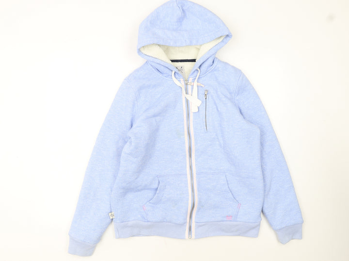 Crew Clothing Co Women Blue Full Zip Hoodie Size 14 Fleece Lined