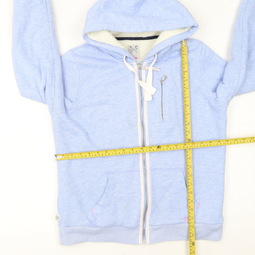 Crew Clothing Co Women Blue Full Zip Hoodie Size 14 Fleece Lined