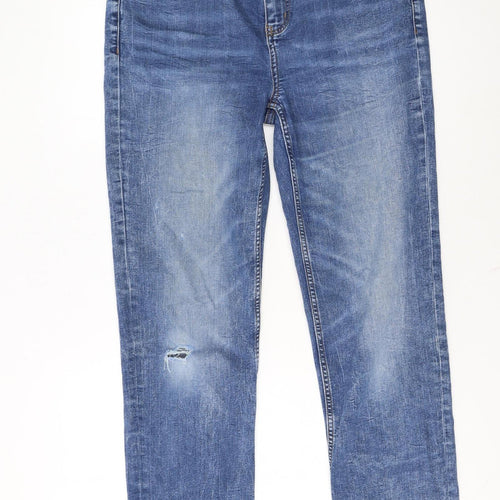 Marks and Spencer Women's Blue Straight Leg Jeans Size 14 Regular