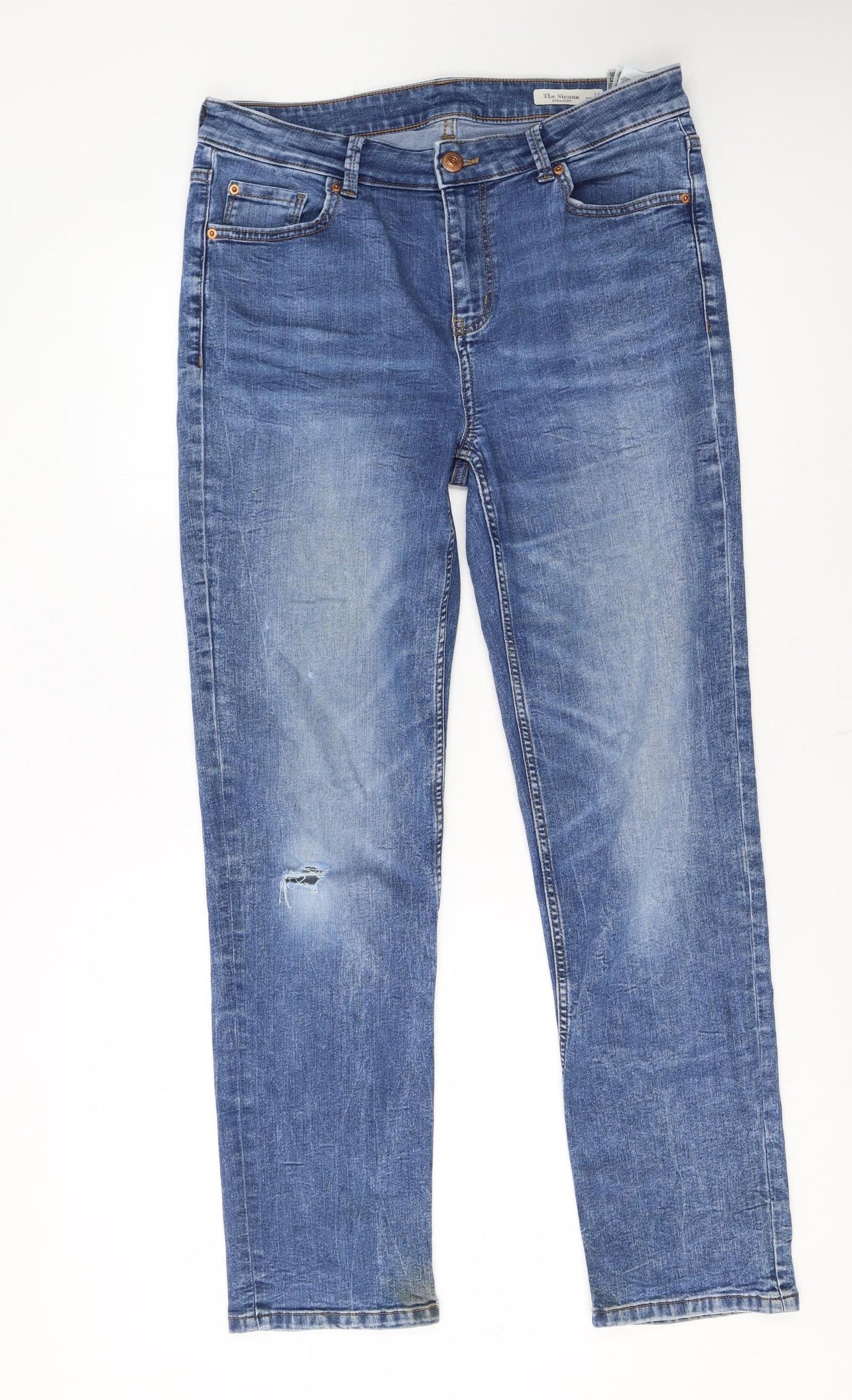 Marks and Spencer Women's Blue Straight Leg Jeans Size 14 Regular