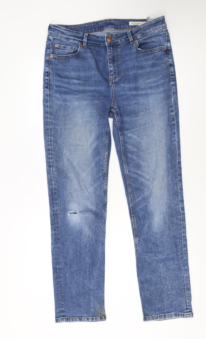 Marks and Spencer Women's Blue Straight Leg Jeans Size 14 Regular