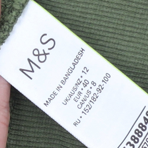Marks and Spencer Womens Green Pullover Hoodie Size 12 Cotton Blend