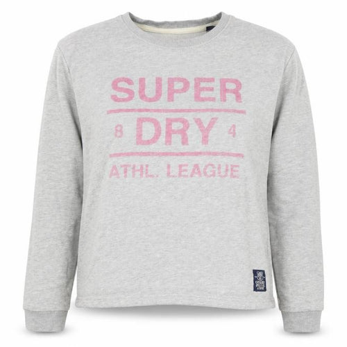 Superdry Women's Grey Pink Logo Pullover Sweatshirt Size S