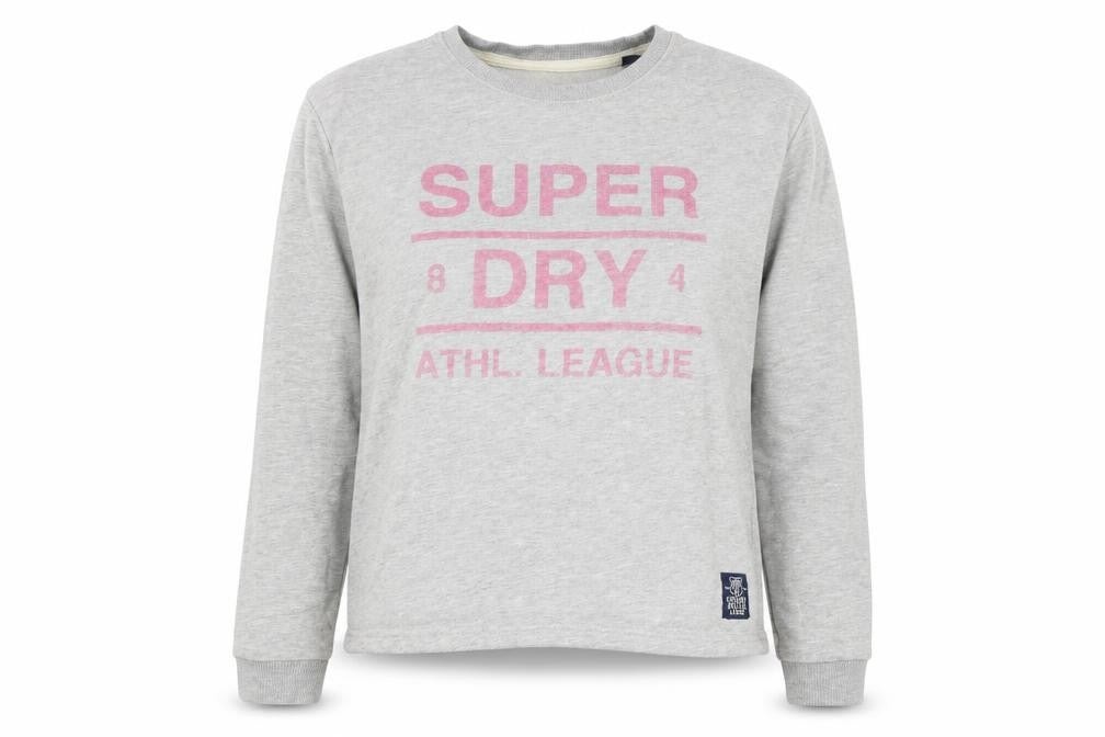 Superdry Women's Grey Pink Logo Pullover Sweatshirt Size S