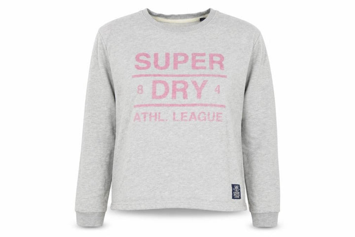 Superdry Women's Grey Pink Logo Pullover Sweatshirt Size S