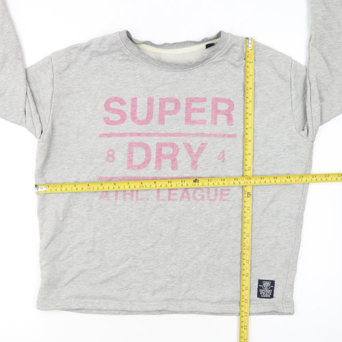 Superdry Women's Grey Pink Logo Pullover Sweatshirt Size S