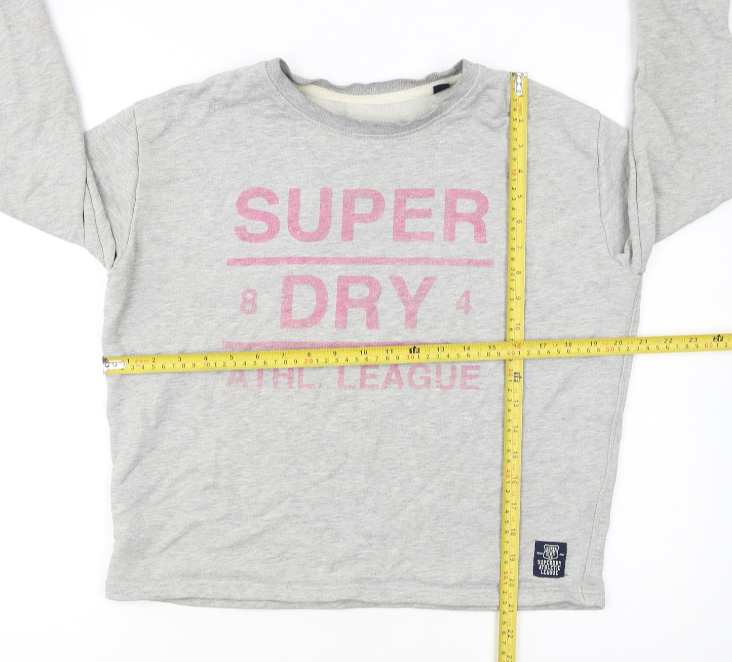 Superdry Women's Grey Pink Logo Pullover Sweatshirt Size S