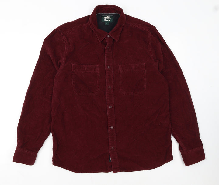 Roots Men's Red Corduroy Button-Up Long Sleeve Shirt Size M