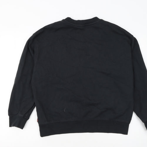 Levi's Women's Black Cotton Pullover Sweatshirt Size L Floral Logo