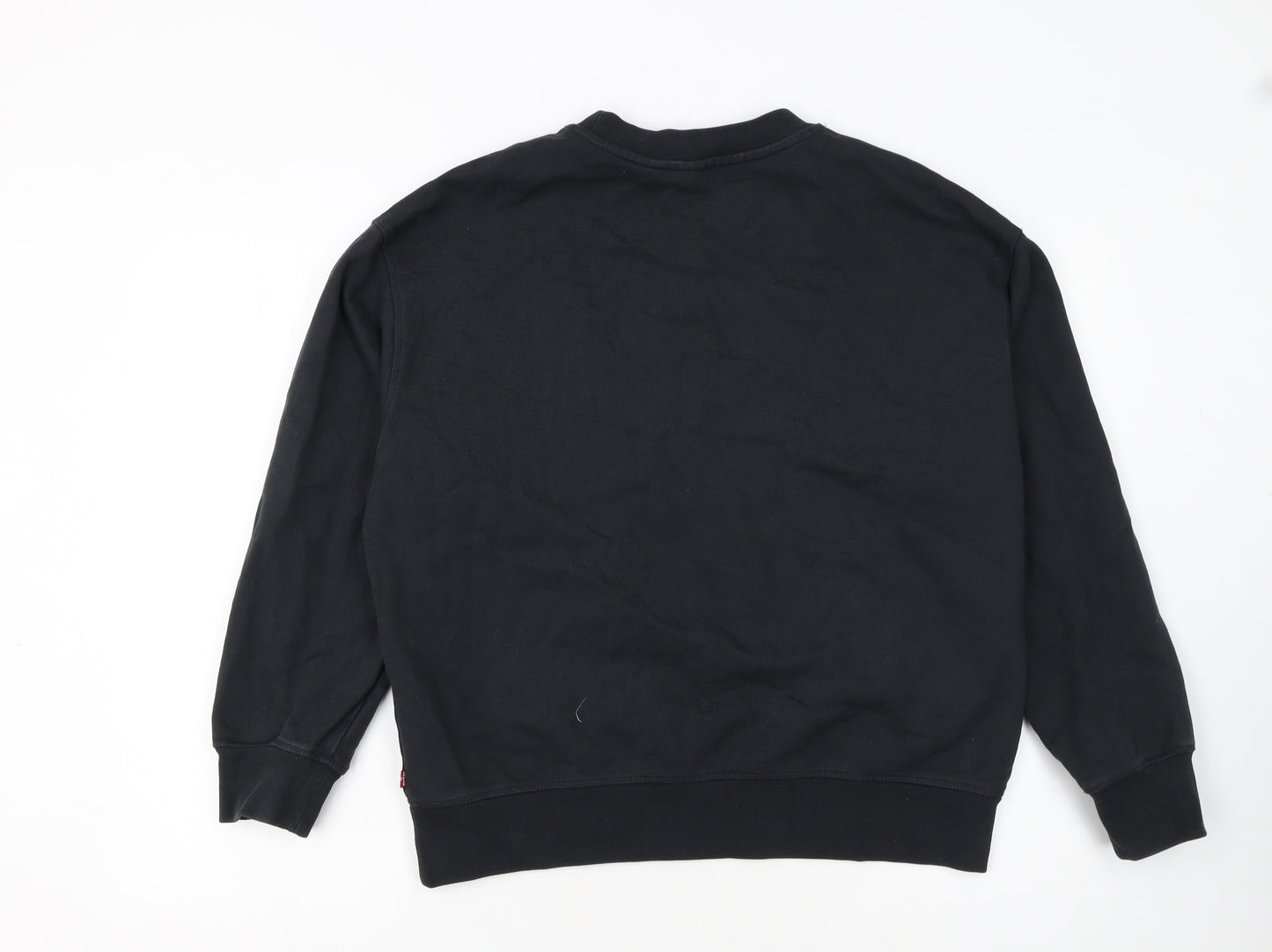 Levi's Women's Black Cotton Pullover Sweatshirt Size L Floral Logo