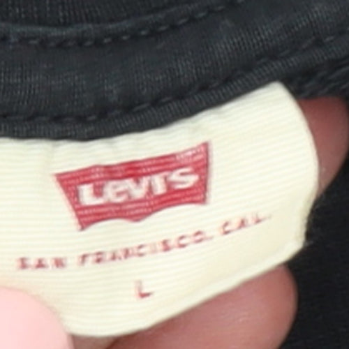 Levi's Women's Black Cotton Pullover Sweatshirt Size L Floral Logo