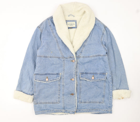Ashley-Vintage Charm Women's Blue Denim Sherpa Lined Jacket M