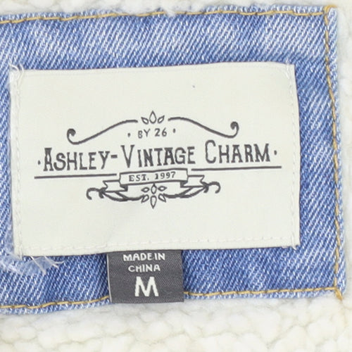 Ashley-Vintage Charm Women's Blue Denim Sherpa Lined Jacket M
