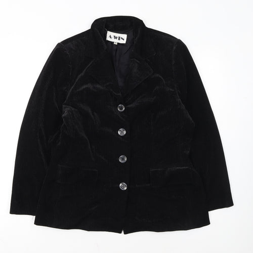 A-WIN Women's Black Velvet Single-Breasted Blazer Size 12