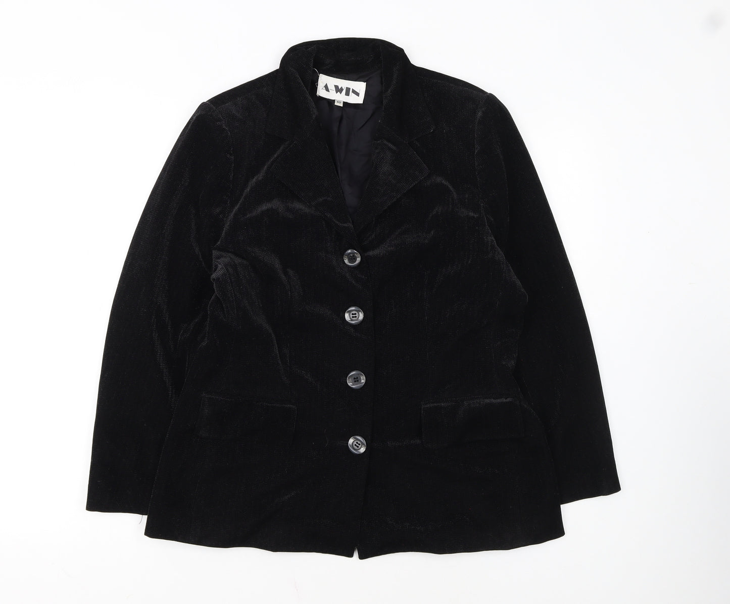 A-WIN Women's Black Velvet Single-Breasted Blazer Size 12