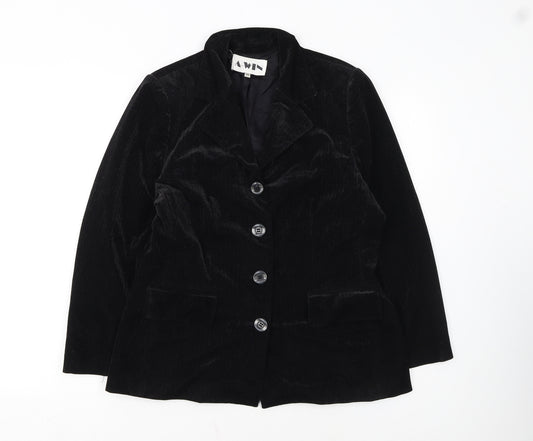 A-WIN Women's Black Velvet Single-Breasted Blazer Size 12