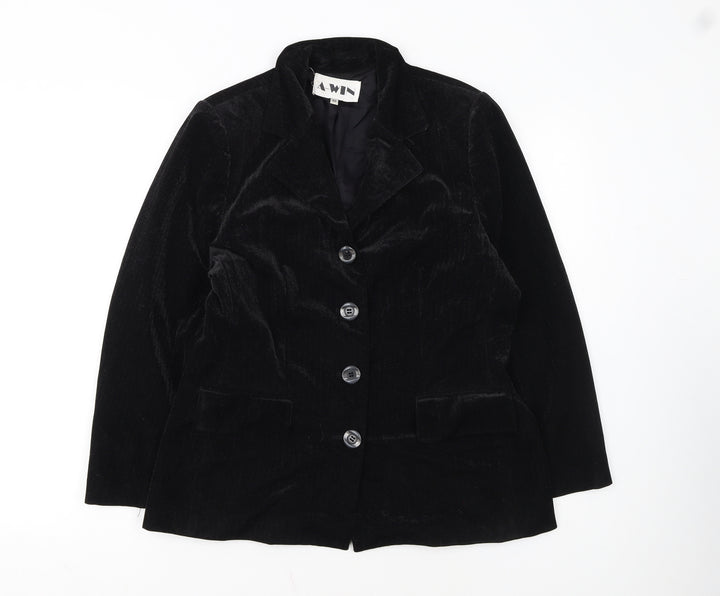 A-WIN Women's Black Velvet Single-Breasted Blazer Size 12