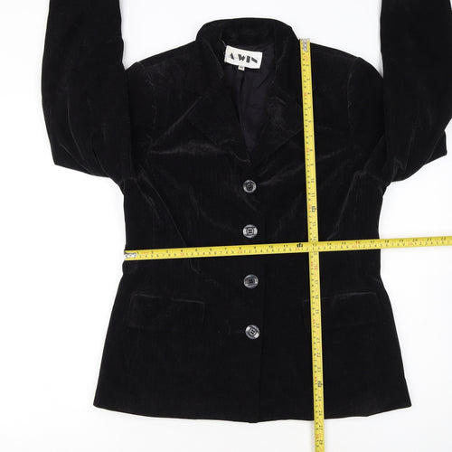 A-WIN Women's Black Velvet Single-Breasted Blazer Size 12