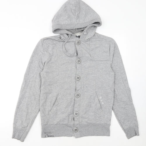 RYSD Men's Grey Button Cardigan Hoodie Size S Regular Fit