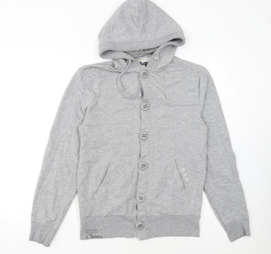 RYSD Men's Grey Button Cardigan Hoodie Size S Regular Fit