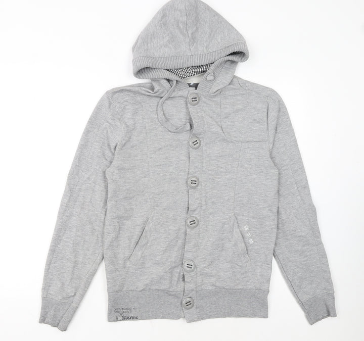 RYSD Men's Grey Button Cardigan Hoodie Size S Regular Fit