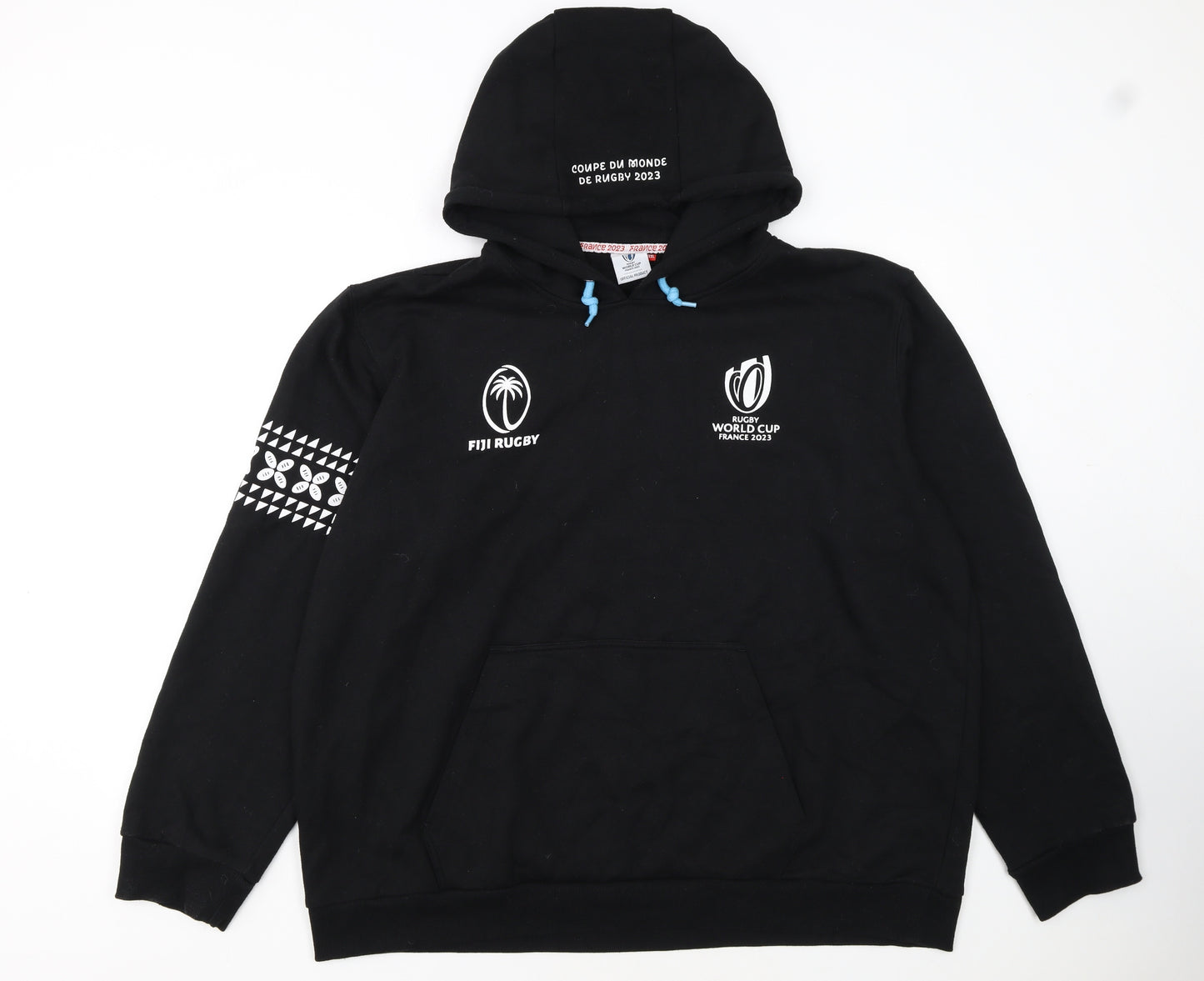 Rugby World Cup France 2023 Fiji Rugby Black 3XL Men's Pullover Hoodie