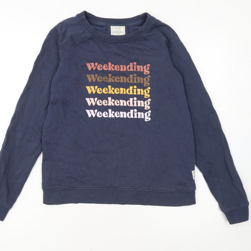 Fat Face Womens Navy Weekend Graphic Cotton Sweatshirt UK 6