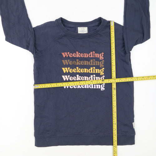 Fat Face Womens Navy Weekend Graphic Cotton Sweatshirt UK 6