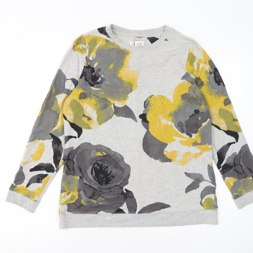 Denim & Co Women’s Grey Floral Pullover Sweatshirt XS