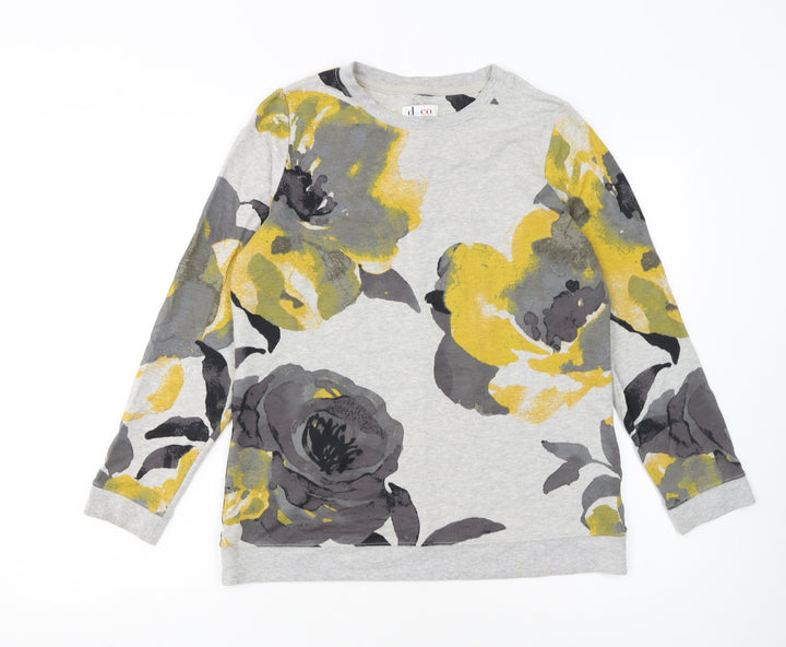 Denim & Co Women’s Grey Floral Pullover Sweatshirt XS