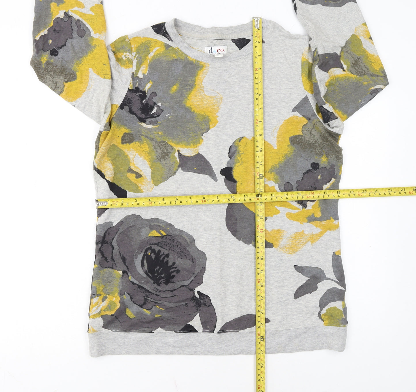 Denim & Co Women’s Grey Floral Pullover Sweatshirt XS