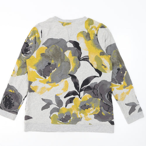 Denim & Co Women’s Grey Floral Pullover Sweatshirt XS