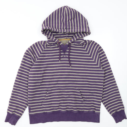 Joules Women's Purple Striped Cotton Pullover Hoodie Size 16