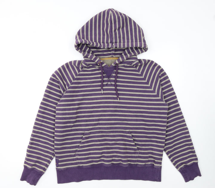 Joules Women's Purple Striped Cotton Pullover Hoodie Size 16
