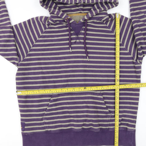 Joules Women's Purple Striped Cotton Pullover Hoodie Size 16