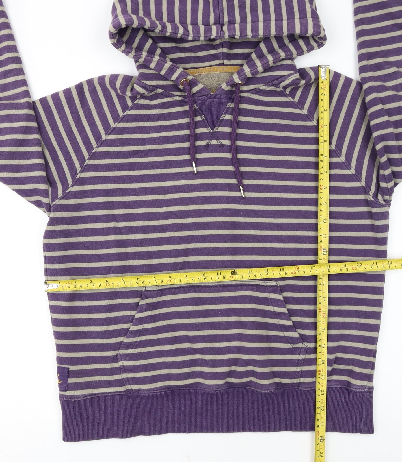 Joules Women's Purple Striped Cotton Pullover Hoodie Size 16
