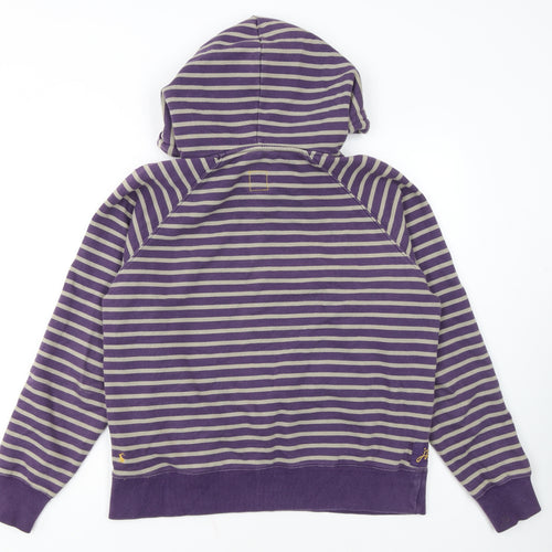 Joules Women's Purple Striped Cotton Pullover Hoodie Size 16