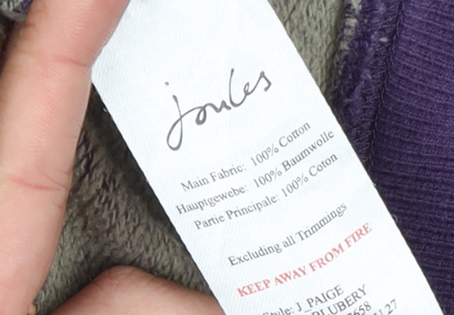 Joules Women's Purple Striped Cotton Pullover Hoodie Size 16