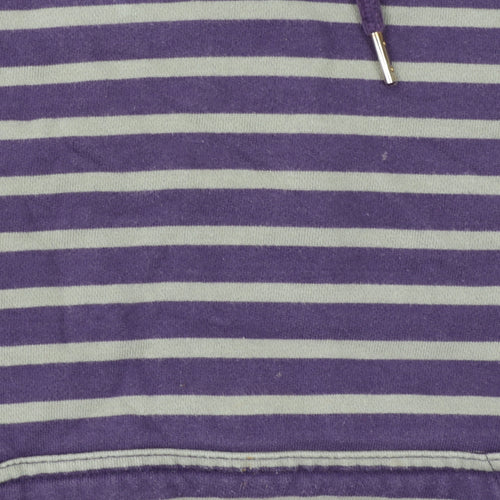 Joules Women's Purple Striped Cotton Pullover Hoodie Size 16
