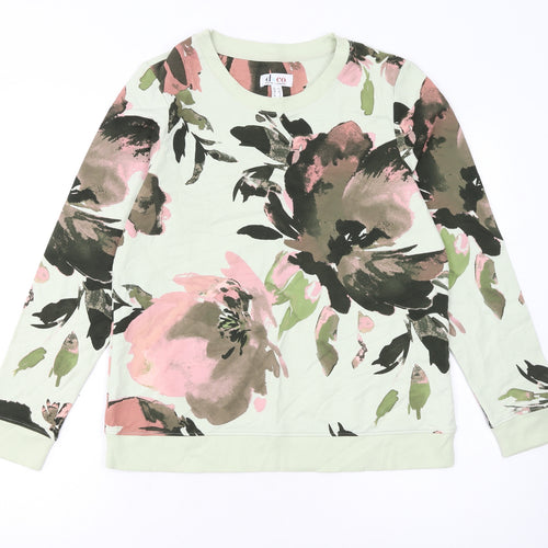 Denim & Co Women’s Green Floral Pullover Sweatshirt Size S