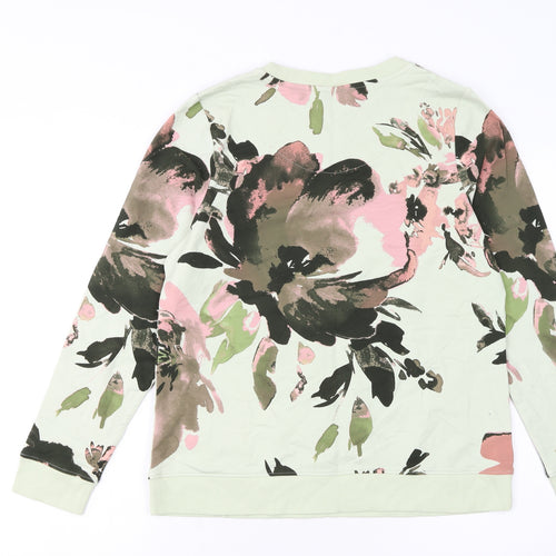 Denim & Co Women’s Green Floral Pullover Sweatshirt Size S