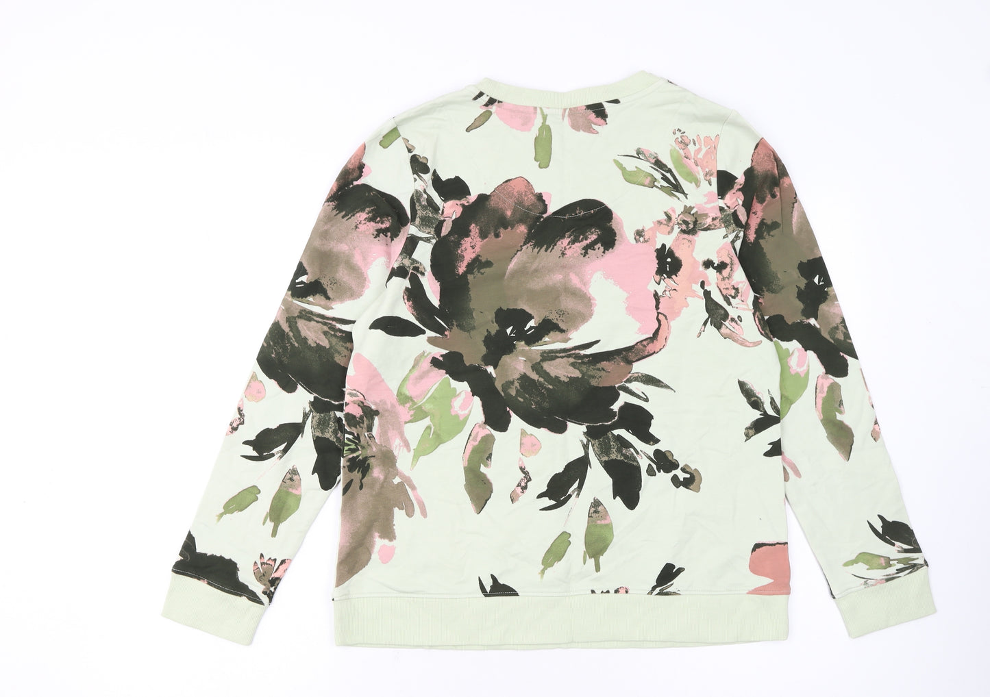 Denim & Co Women’s Green Floral Pullover Sweatshirt Size S