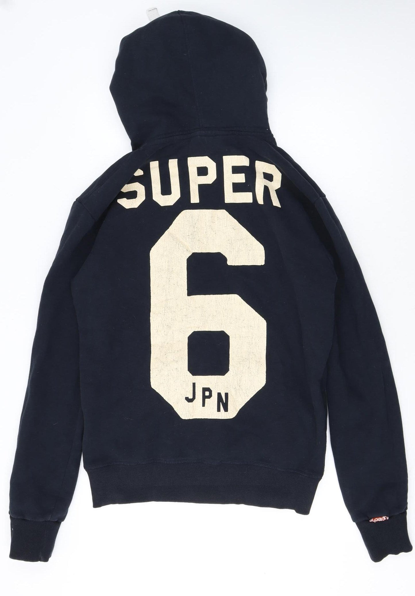 Superdry Men's Blue Pullover Hoodie L Logo Graphic Cotton Blend