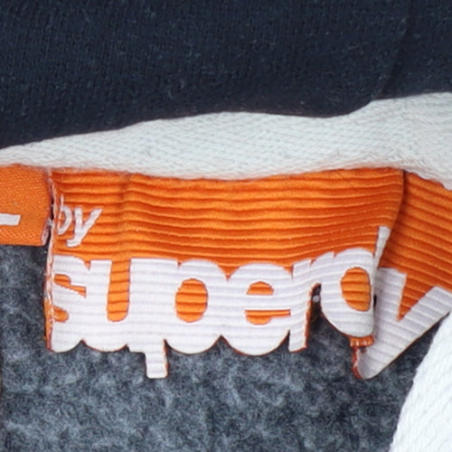 Superdry Men's Blue Pullover Hoodie L Logo Graphic Cotton Blend