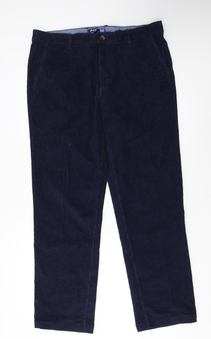 IZOD Men's Blue Corduroy Straight Trousers 34x32