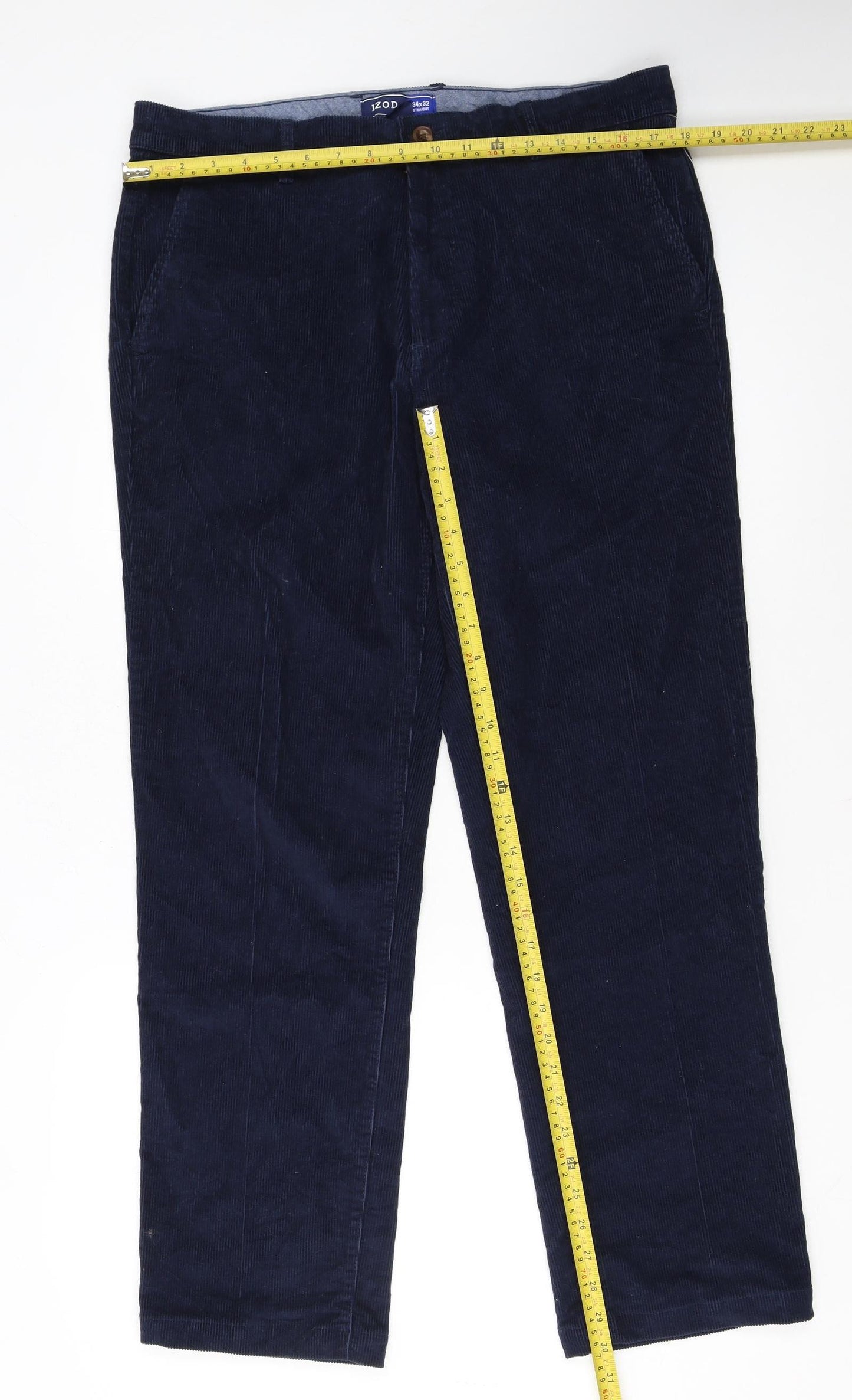 IZOD Men's Blue Corduroy Straight Trousers 34x32