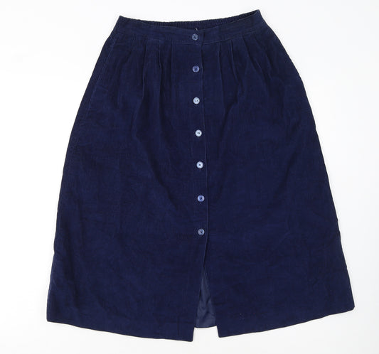 S.V.P. Womens Blue Corduroy A-Line Midi Skirt Size 12
