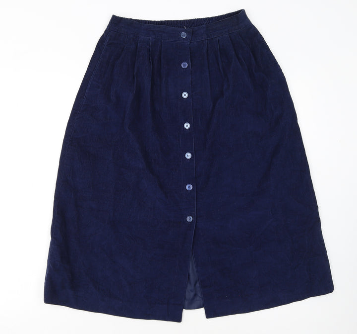 S.V.P. Womens Blue Corduroy A-Line Midi Skirt Size 12