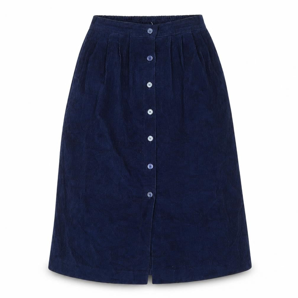 S.V.P. Womens Blue Corduroy A-Line Midi Skirt Size 12